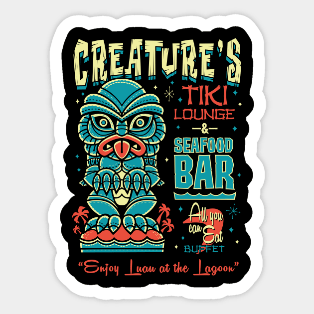 Black Lagoon Tiki Bar - Creepy Cute Creature - Hawaii Island Vacation Sticker by Nemons